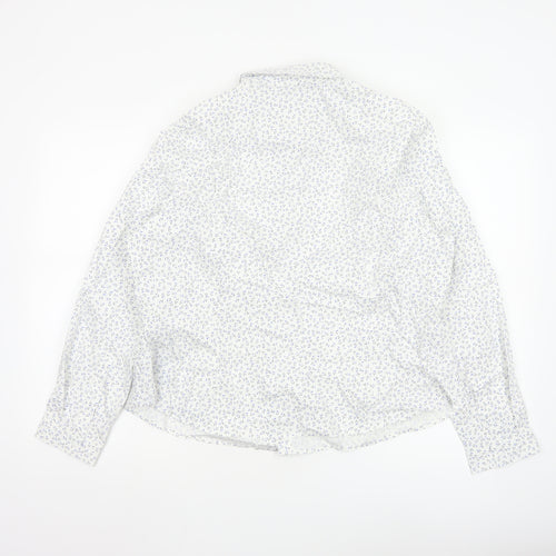 Marks and Spencer Women's White Floral Long Sleeve Button-Up Shirt Size 20