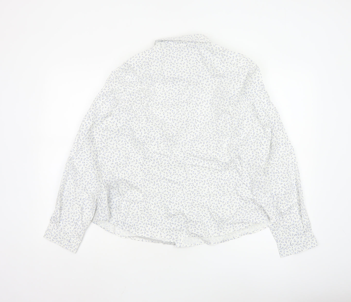 Marks and Spencer Women's White Floral Long Sleeve Button-Up Shirt Size 20