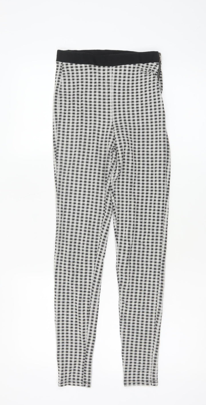 Topshop Women’s Black & White Checked Skinny Trousers Size 8