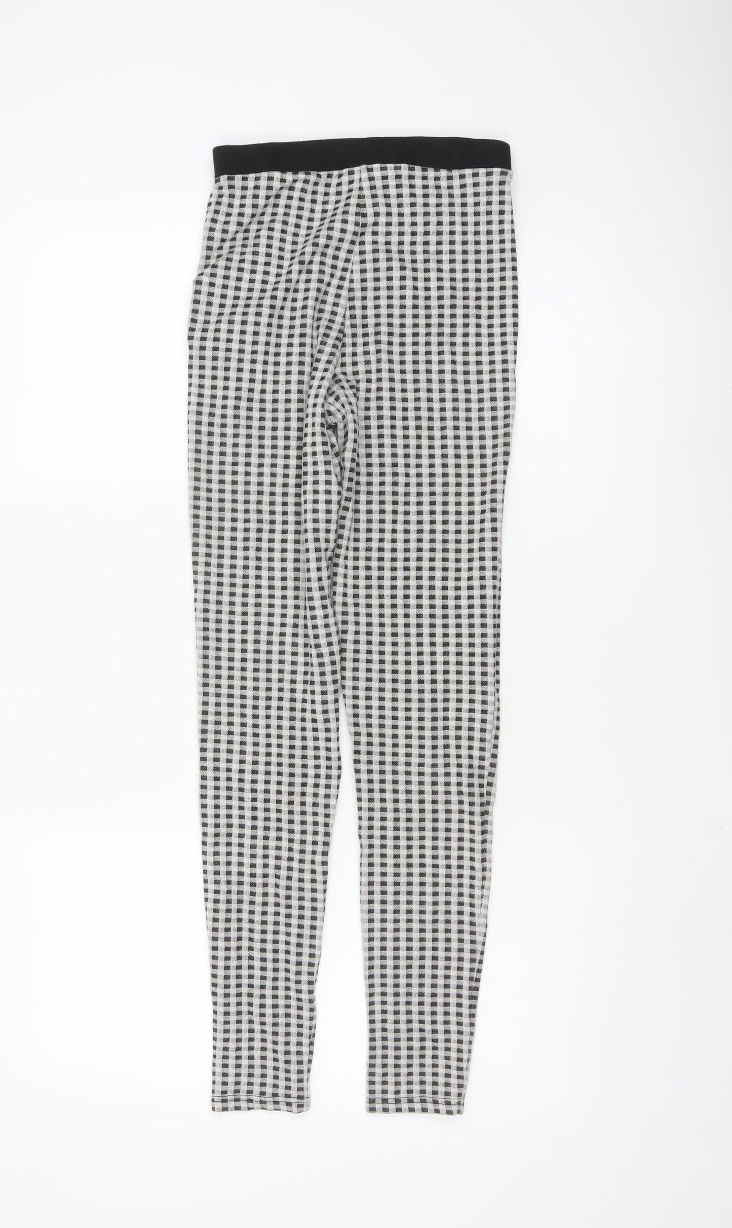 Topshop Women’s Black & White Checked Skinny Trousers Size 8