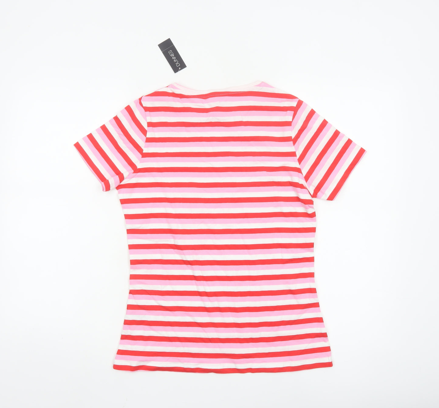 Dunnes Stores Women Pink Striped Cotton T-Shirt Size S