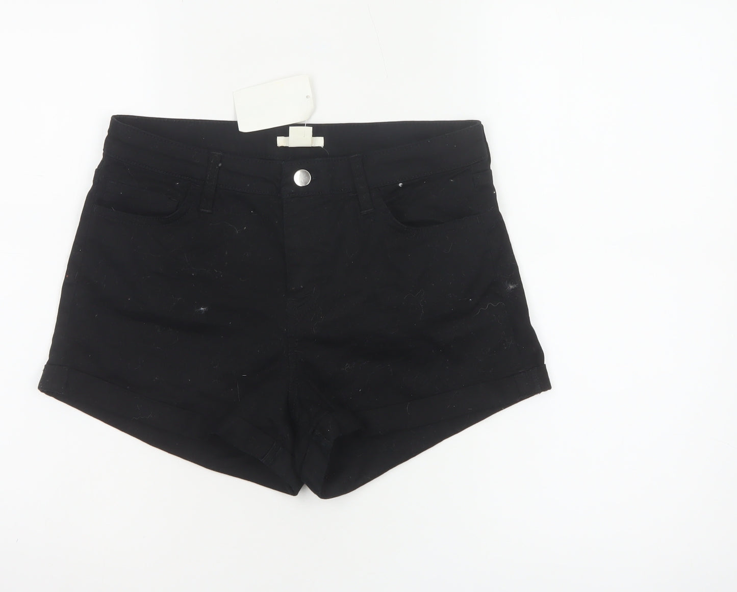 H&M Women's Black Chino Shorts Size 10 Slim Fit Cotton Blend