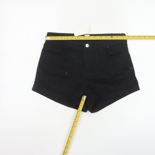 H&M Women's Black Chino Shorts Size 10 Slim Fit Cotton Blend