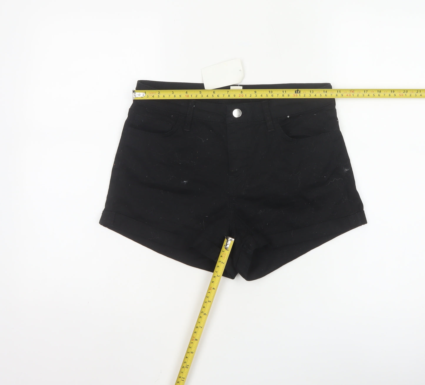 H&M Women's Black Chino Shorts Size 10 Slim Fit Cotton Blend