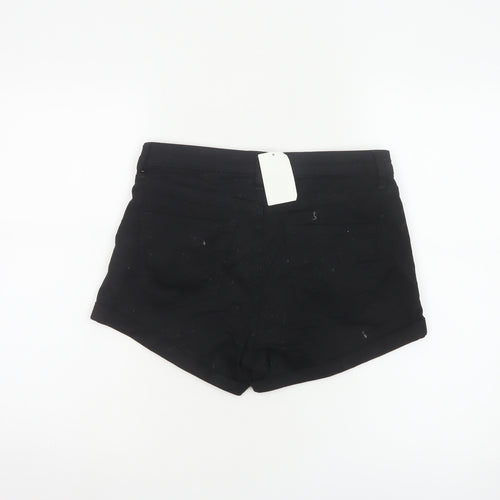 H&M Women's Black Chino Shorts Size 10 Slim Fit Cotton Blend