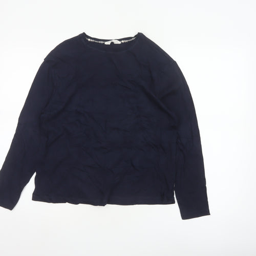 Marks and Spencer Women Blue Cotton Long Sleeve Pyjama Top M
