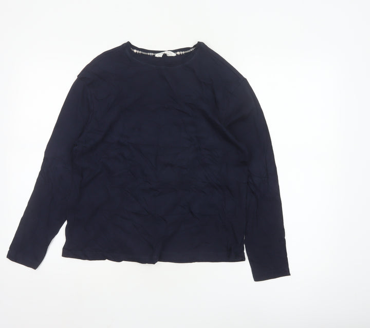 Marks and Spencer Women Blue Cotton Long Sleeve Pyjama Top M