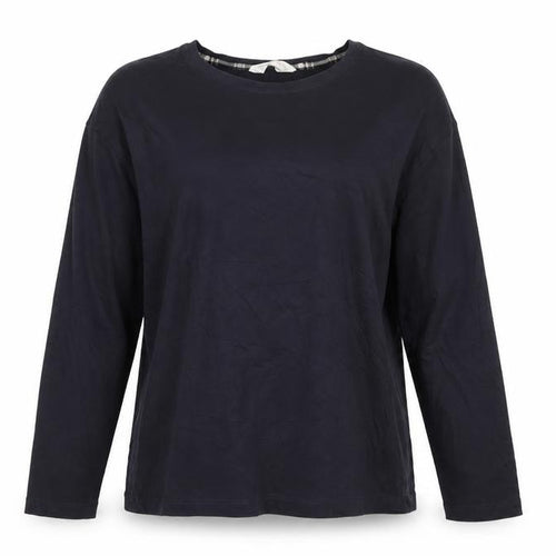 Marks and Spencer Women Blue Cotton Long Sleeve Pyjama Top M