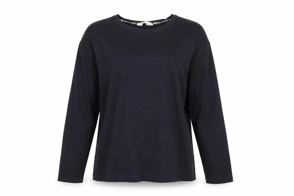 Marks and Spencer Women Blue Cotton Long Sleeve Pyjama Top M