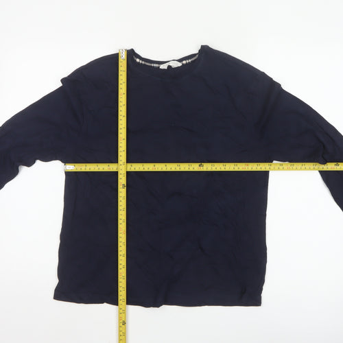 Marks and Spencer Women Blue Cotton Long Sleeve Pyjama Top M