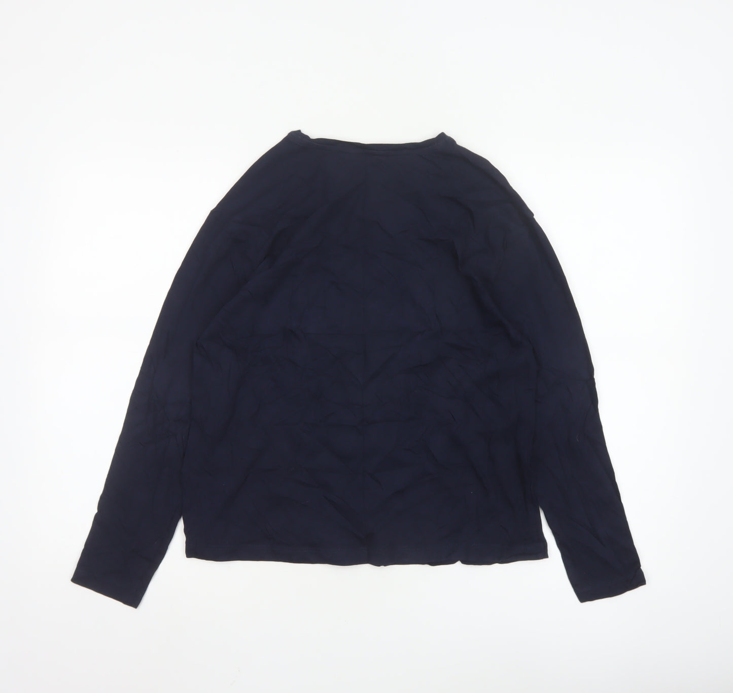 Marks and Spencer Women Blue Cotton Long Sleeve Pyjama Top M