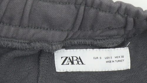 ZARA Women Grey Cotton Blend Jogger Sweatpants Size S
