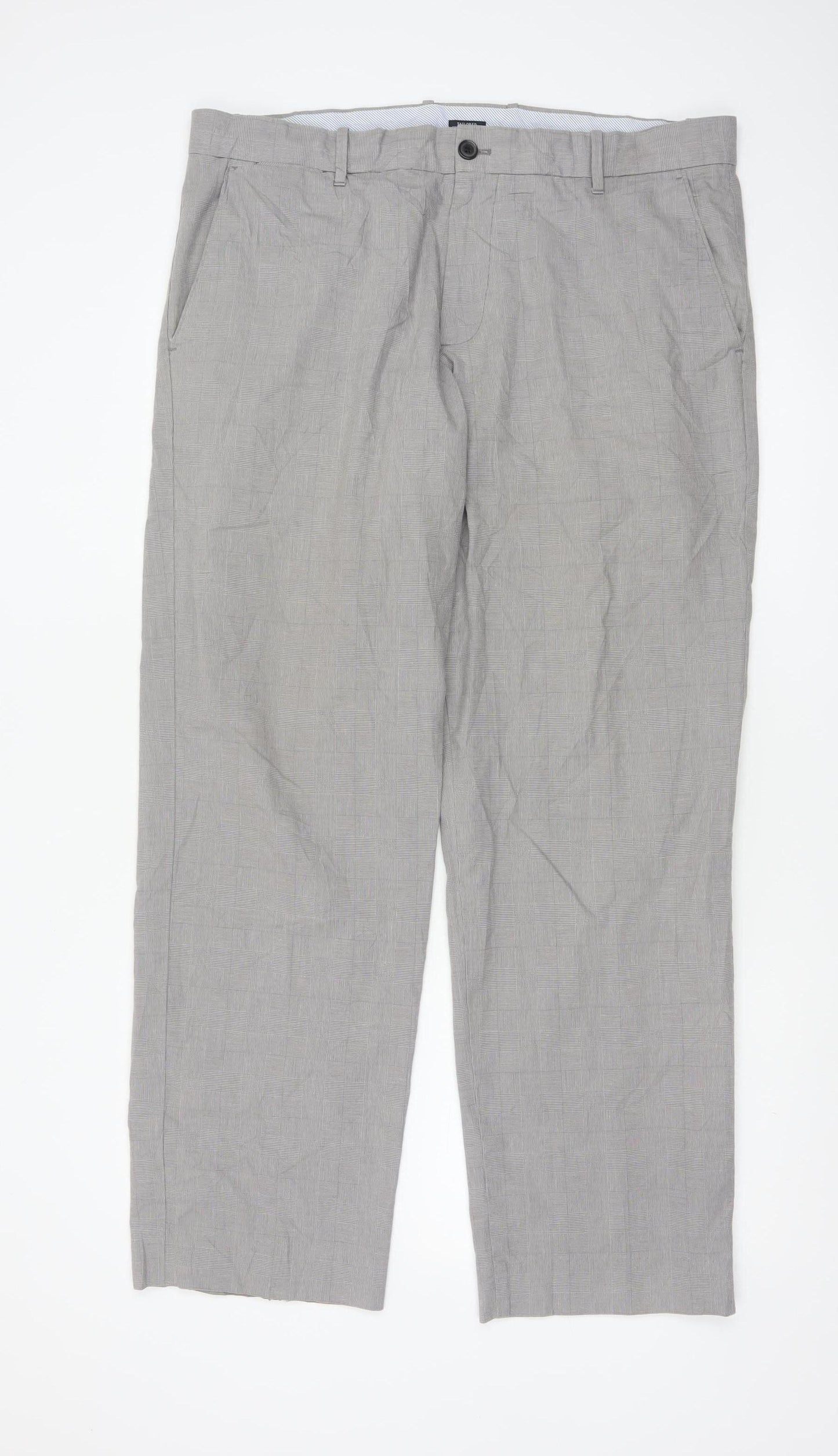 Gap Khakis Men’s Grey Checked Cotton Chino Trousers 36x32