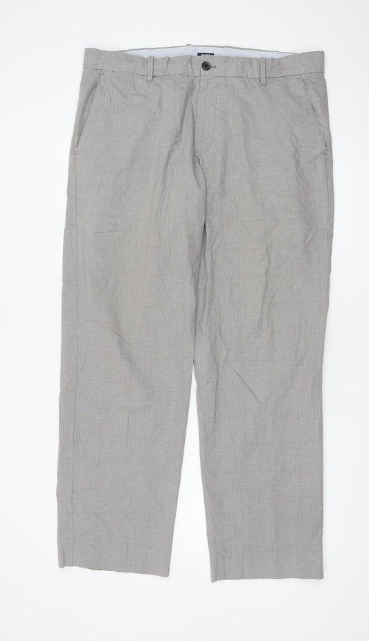 Gap Khakis Men’s Grey Checked Cotton Chino Trousers 36x32