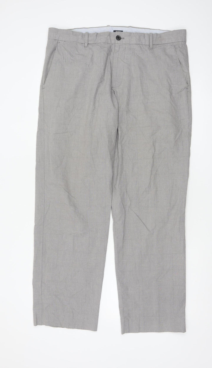 Gap Khakis Men’s Grey Checked Cotton Chino Trousers 36x32
