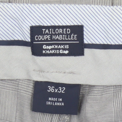 Gap Khakis Men’s Grey Checked Cotton Chino Trousers 36x32