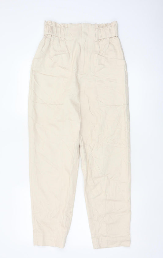 & Other Stories Womens Beige Paperbag Trousers Size 8 Lyocell Blend