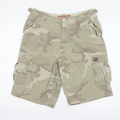 Animal Men's Beige Camouflage Cargo Shorts L Cotton Outdoor