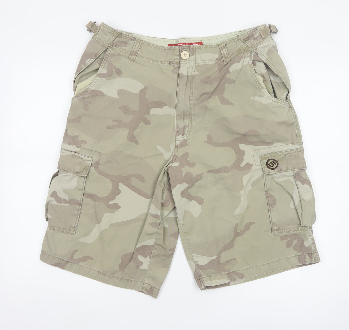Animal Men's Beige Camouflage Cargo Shorts L Cotton Outdoor