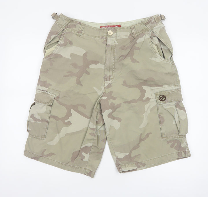 Animal Men's Beige Camouflage Cargo Shorts L Cotton Outdoor