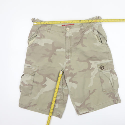 Animal Men's Beige Camouflage Cargo Shorts L Cotton Outdoor