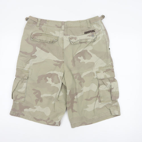 Animal Men's Beige Camouflage Cargo Shorts L Cotton Outdoor