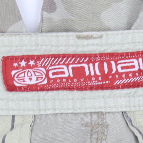 Animal Men's Beige Camouflage Cargo Shorts L Cotton Outdoor