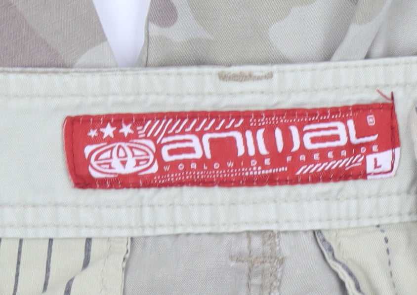 Animal Men's Beige Camouflage Cargo Shorts L Cotton Outdoor