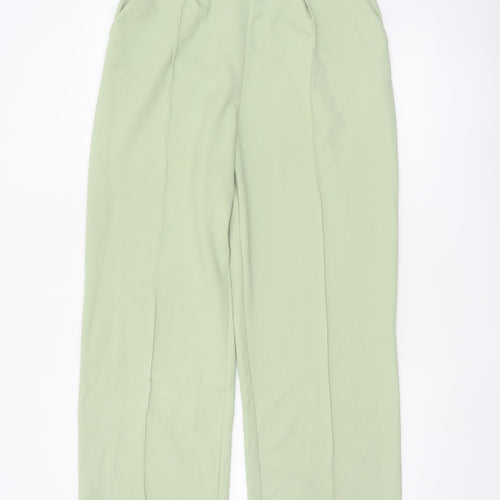 H&M Women's Green Straight Leg Mid Rise Jersey Trousers Size M