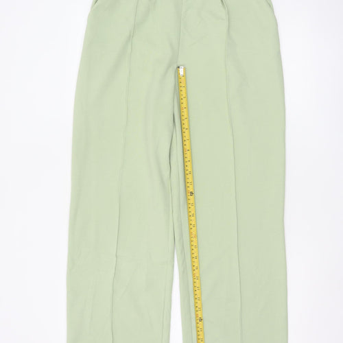H&M Women's Green Straight Leg Mid Rise Jersey Trousers Size M