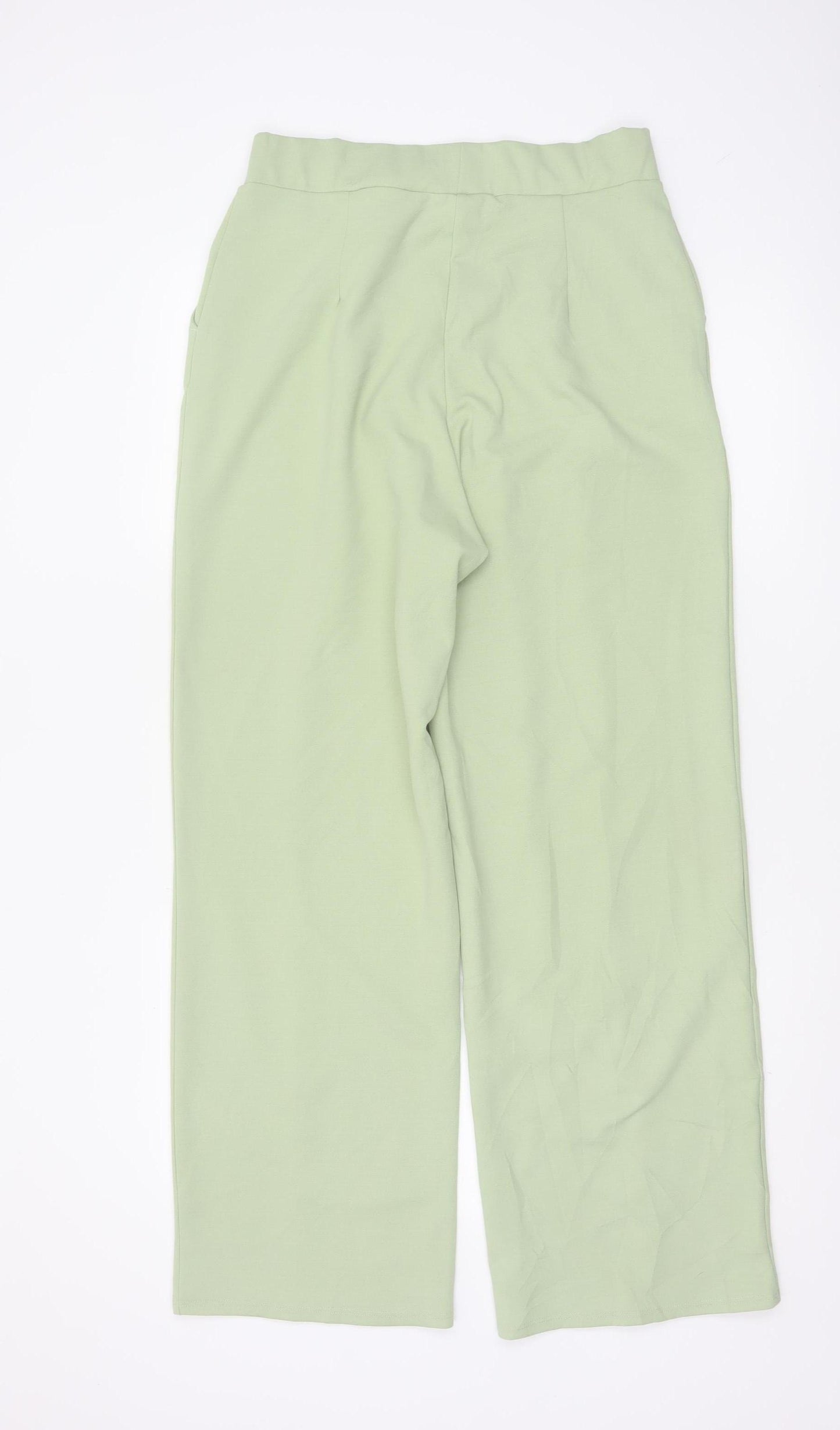 H&M Women's Green Straight Leg Mid Rise Jersey Trousers Size M