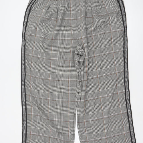 Marks and Spencer Womens Grey Check Elastic Waist Trousers Size 20