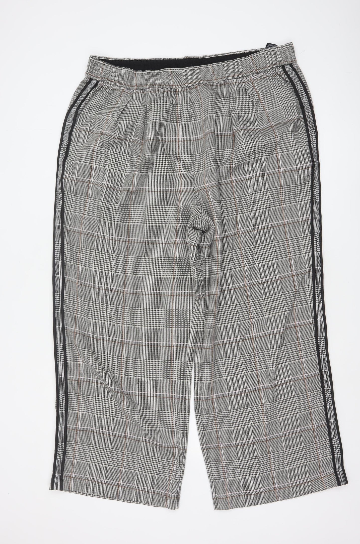 Marks and Spencer Womens Grey Check Elastic Waist Trousers Size 20