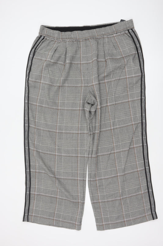 Marks and Spencer Womens Grey Check Elastic Waist Trousers Size 20