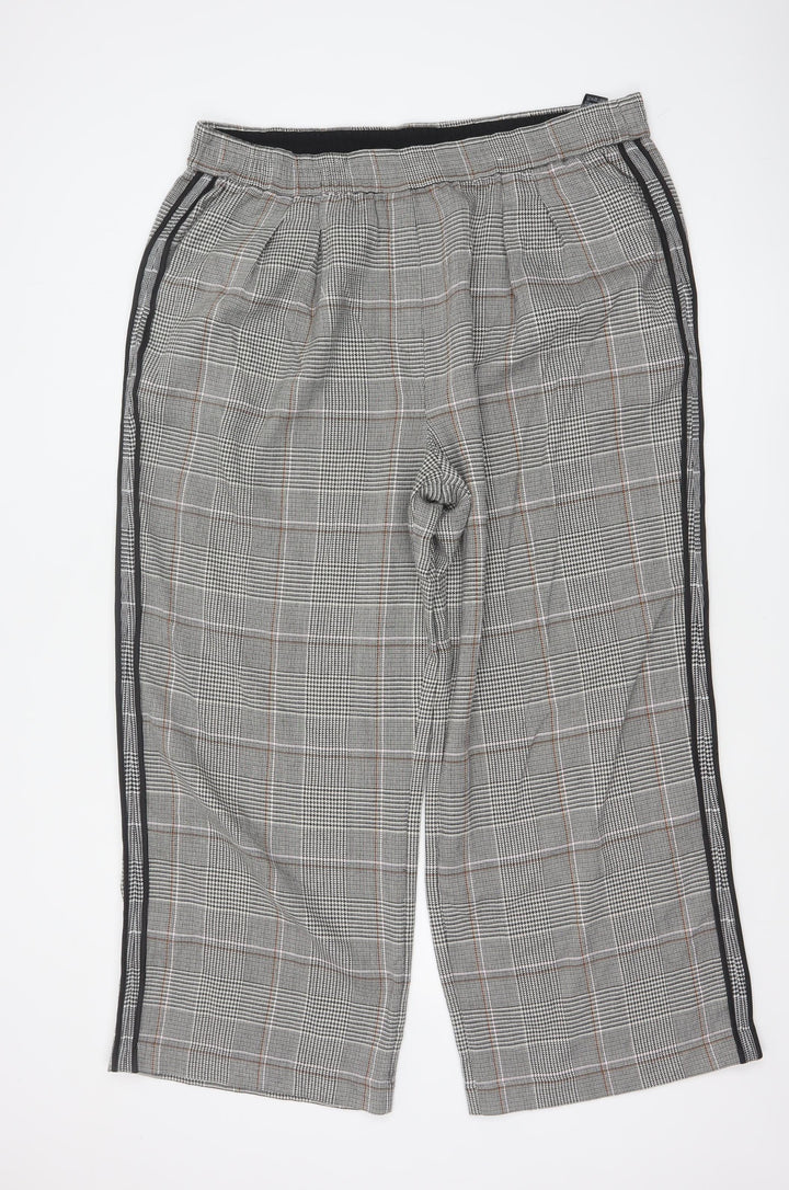 Marks and Spencer Womens Grey Check Elastic Waist Trousers Size 20