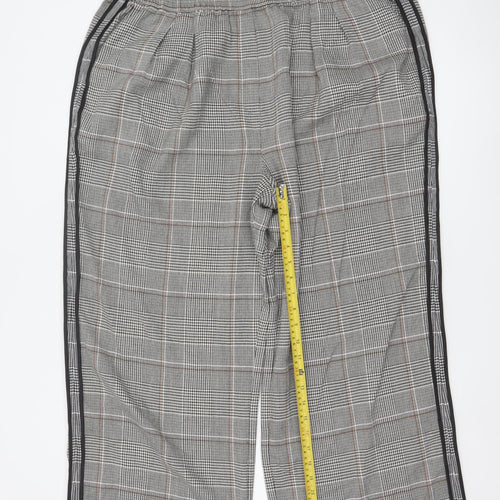 Marks and Spencer Womens Grey Check Elastic Waist Trousers Size 20