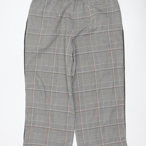 Marks and Spencer Womens Grey Check Elastic Waist Trousers Size 20