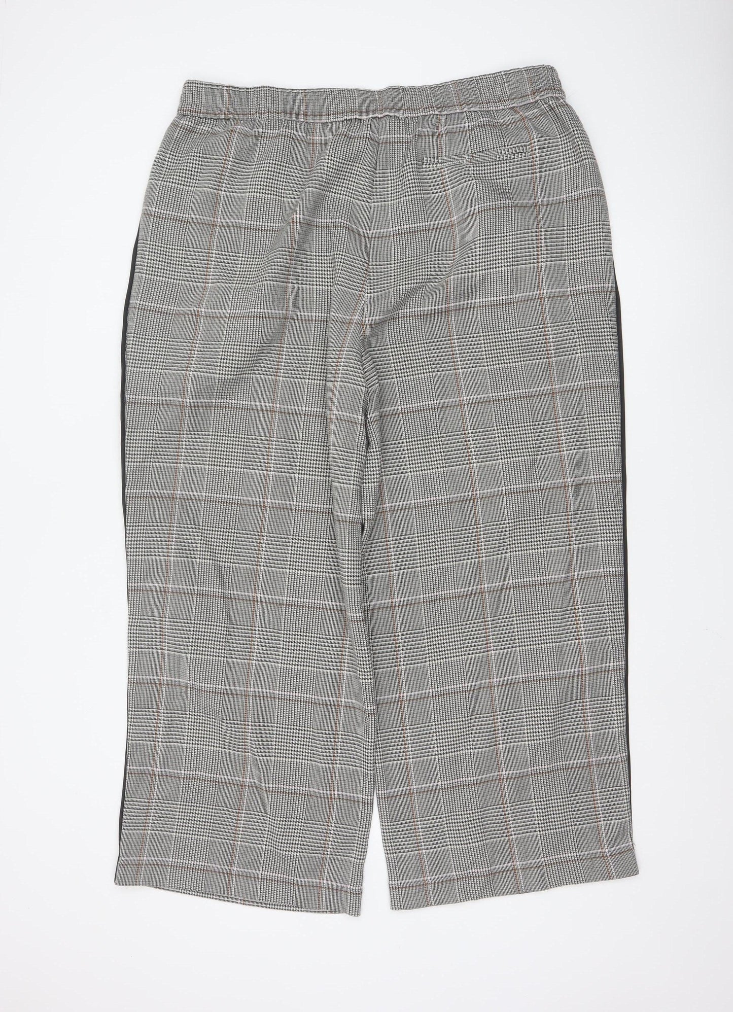 Marks and Spencer Womens Grey Check Elastic Waist Trousers Size 20