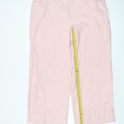 Marks and Spencer Womens Pink Linen Blend Straight Trousers Size 18