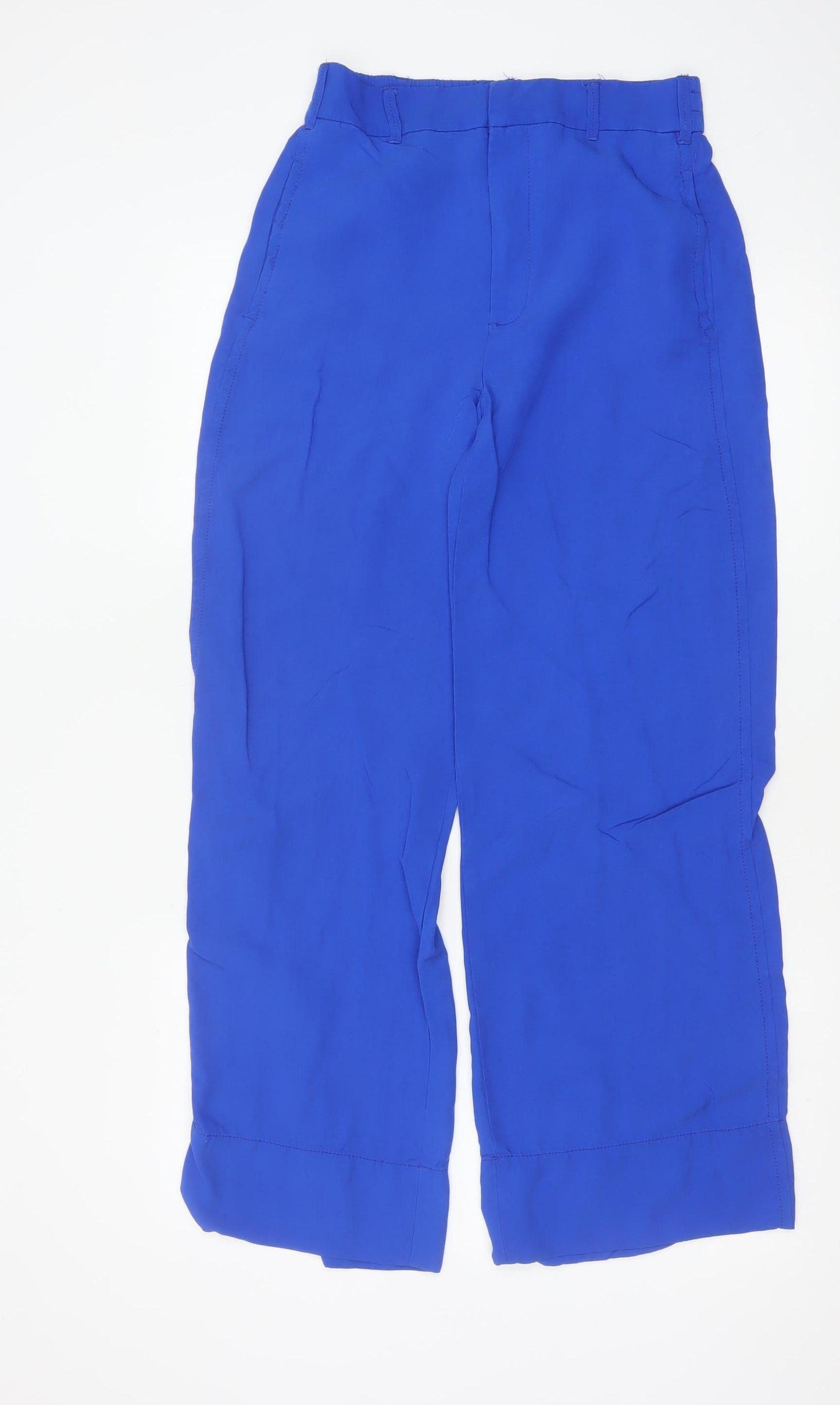 Zara Womens Blue Wide-Leg Relaxed Trousers XS