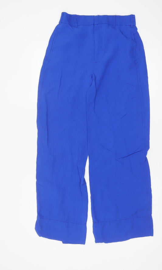 Zara Womens Blue Wide-Leg Relaxed Trousers XS