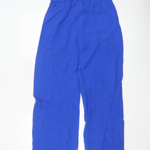 Zara Womens Blue Wide-Leg Relaxed Trousers XS