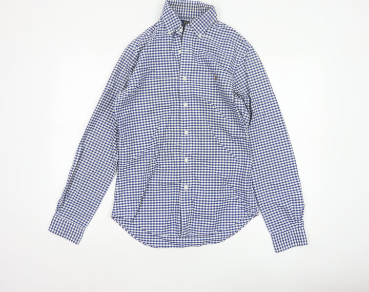 Ralph Lauren Men's Blue Check Slim Fit Long Sleeve Button-Up Shirt S