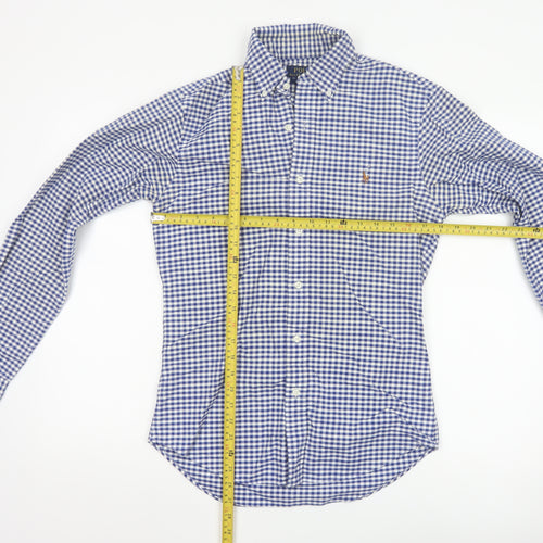 Ralph Lauren Men's Blue Check Slim Fit Long Sleeve Button-Up Shirt S