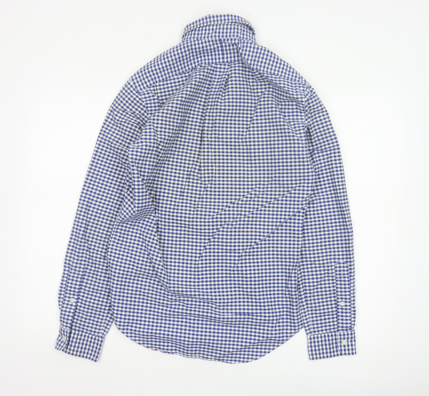 Ralph Lauren Men's Blue Check Slim Fit Long Sleeve Button-Up Shirt S
