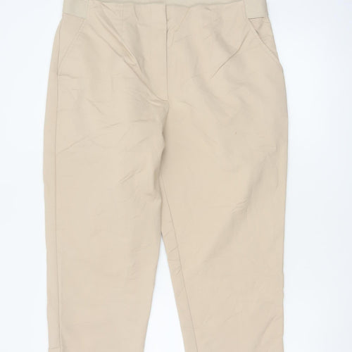 Marks and Spencer Women Beige Size 18 Cropped Trousers Cotton Blend