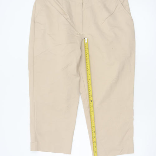 Marks and Spencer Women Beige Size 18 Cropped Trousers Cotton Blend
