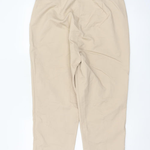 Marks and Spencer Women Beige Size 18 Cropped Trousers Cotton Blend