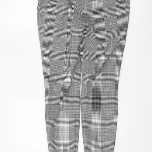 Marks and Spencer Women's Black Mix Check Tapered Trousers UK 12 Regular