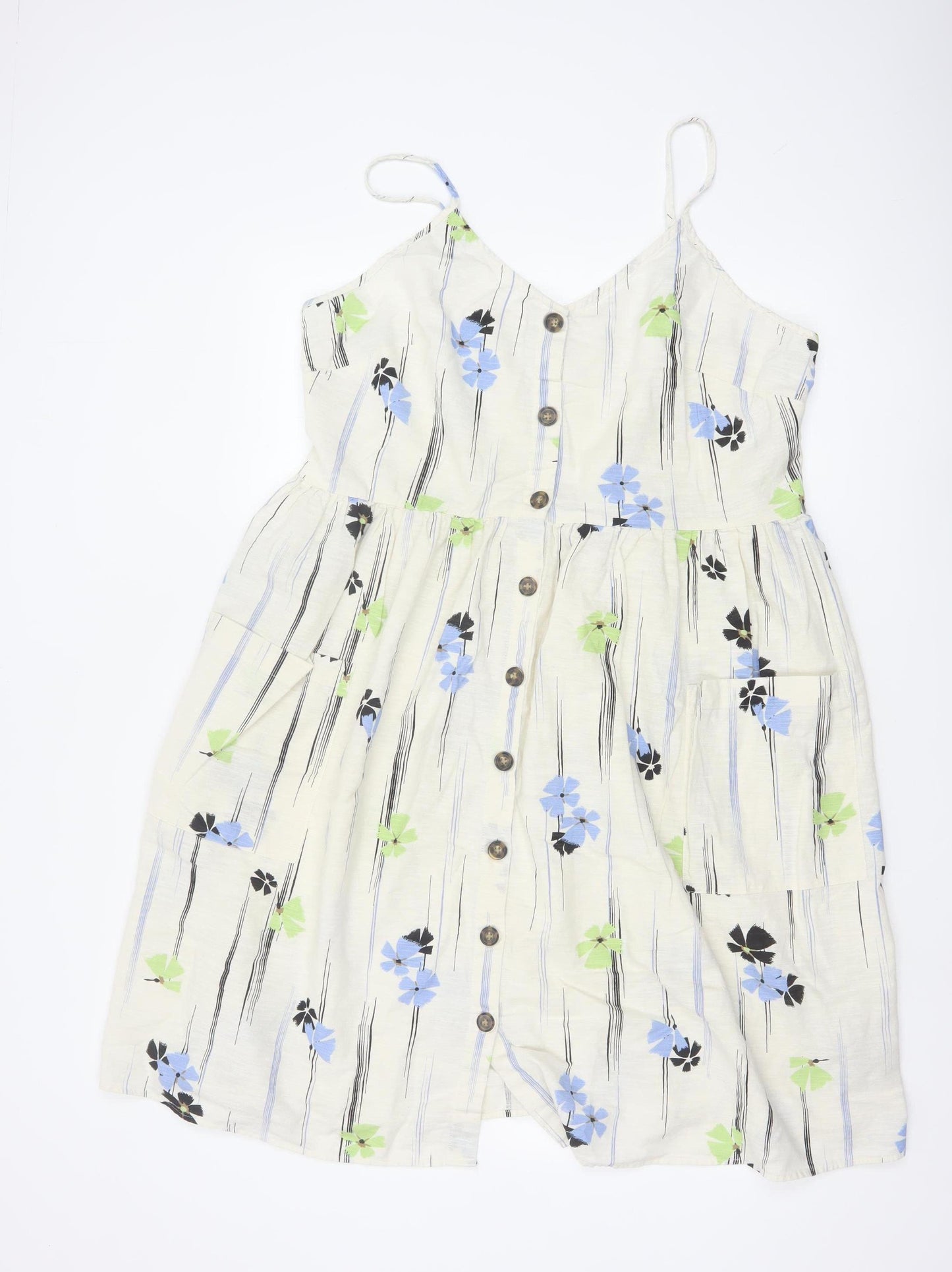 Marks and Spencer Per Una Women’s Ivory Floral A-Line Summer Dress Size 18
